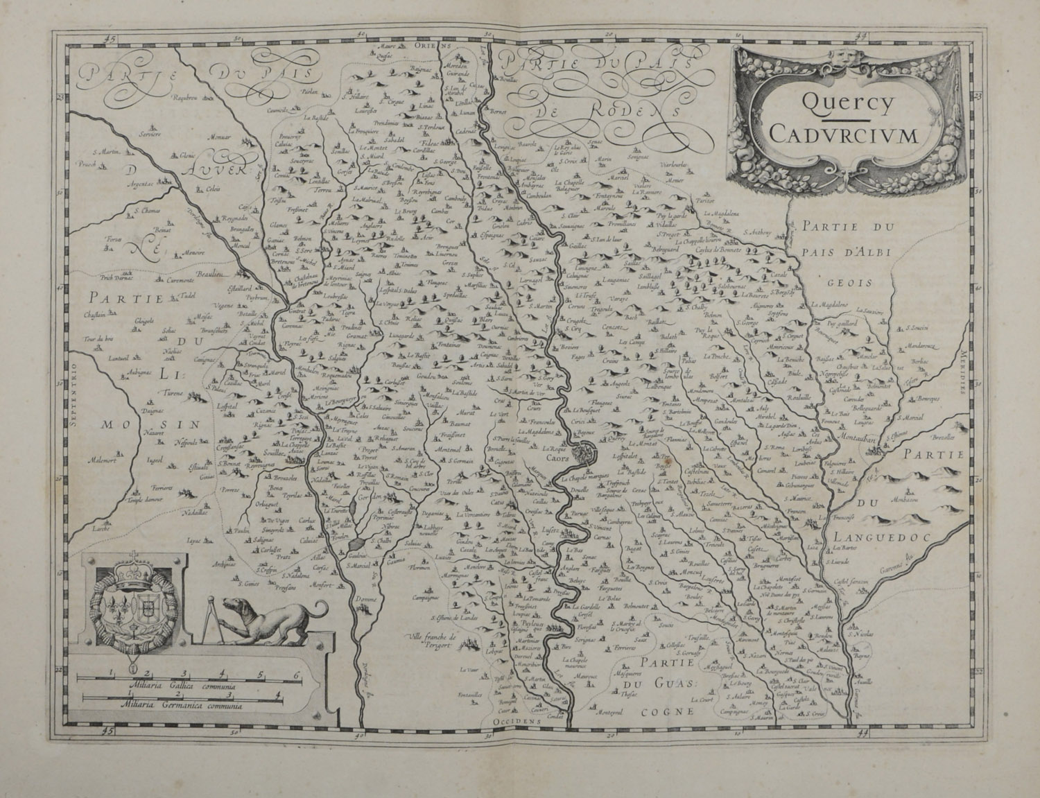 -SÜDWESTFRANKREICH/OKZITANIEN - "Quercy - Cadurcium." Mit der Stadt Cahors in der Mitte der Karte.