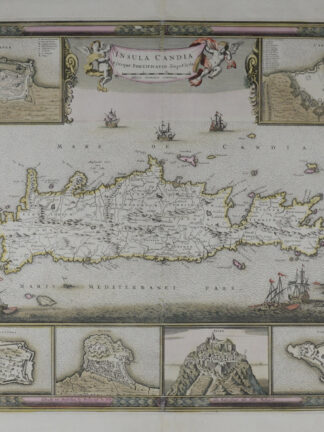 -KRETA - "Insula Candia Ejusque Fortificato." Landkarte der Insel Kreta