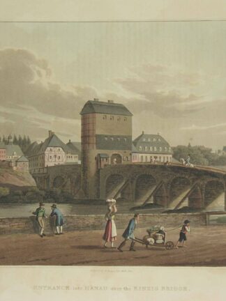 -HANAU. Entrance into Hanau over the Kinzig Bridge. Gesamtansicht über die Kinzig.
