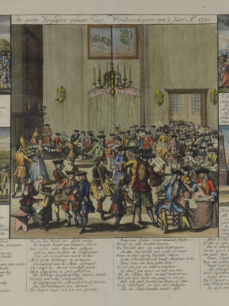 -De grote vergader-plaats der windverköpers van 't jaar Ao 1720. Darstellung aus einem englischen Kaffeeehaus in Amsterdam