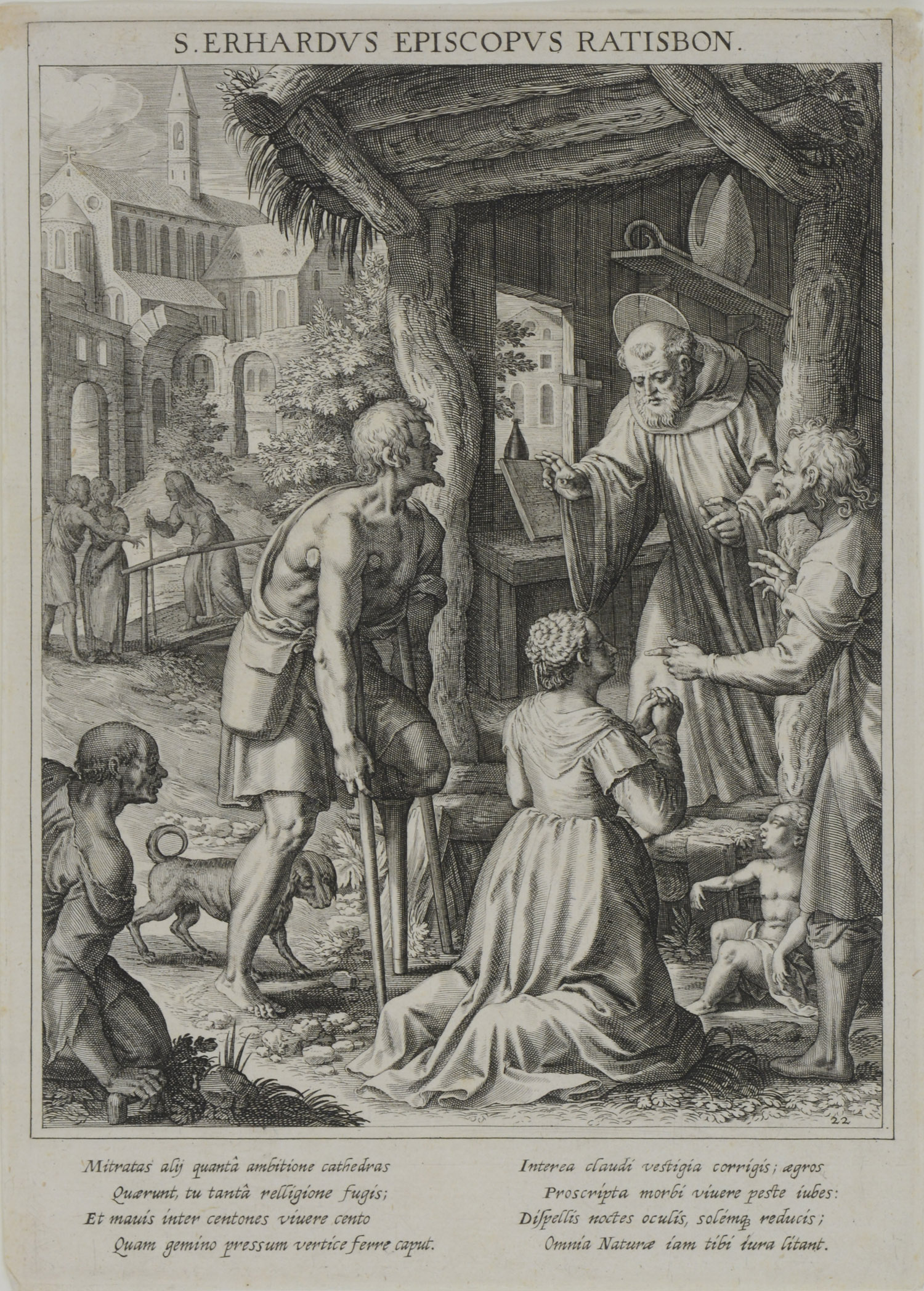 -S. Erhardus Episcopus Ratisbon. Darstellung des Heiligen Erhard von Regensburg.