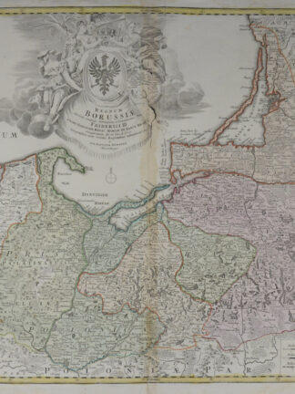 -POMMERN/OSTPREUSSEN/WESTPREUSSEN - Regnum Borussiae. Gloriosis auspiciis Serenissimi et Potentissimi Prinip Friderici III. Primi Borussiae Regis ... Karte der Ostseeküste bis Polangen mit einer großen figürlichen Titelkartusche und Wappen.