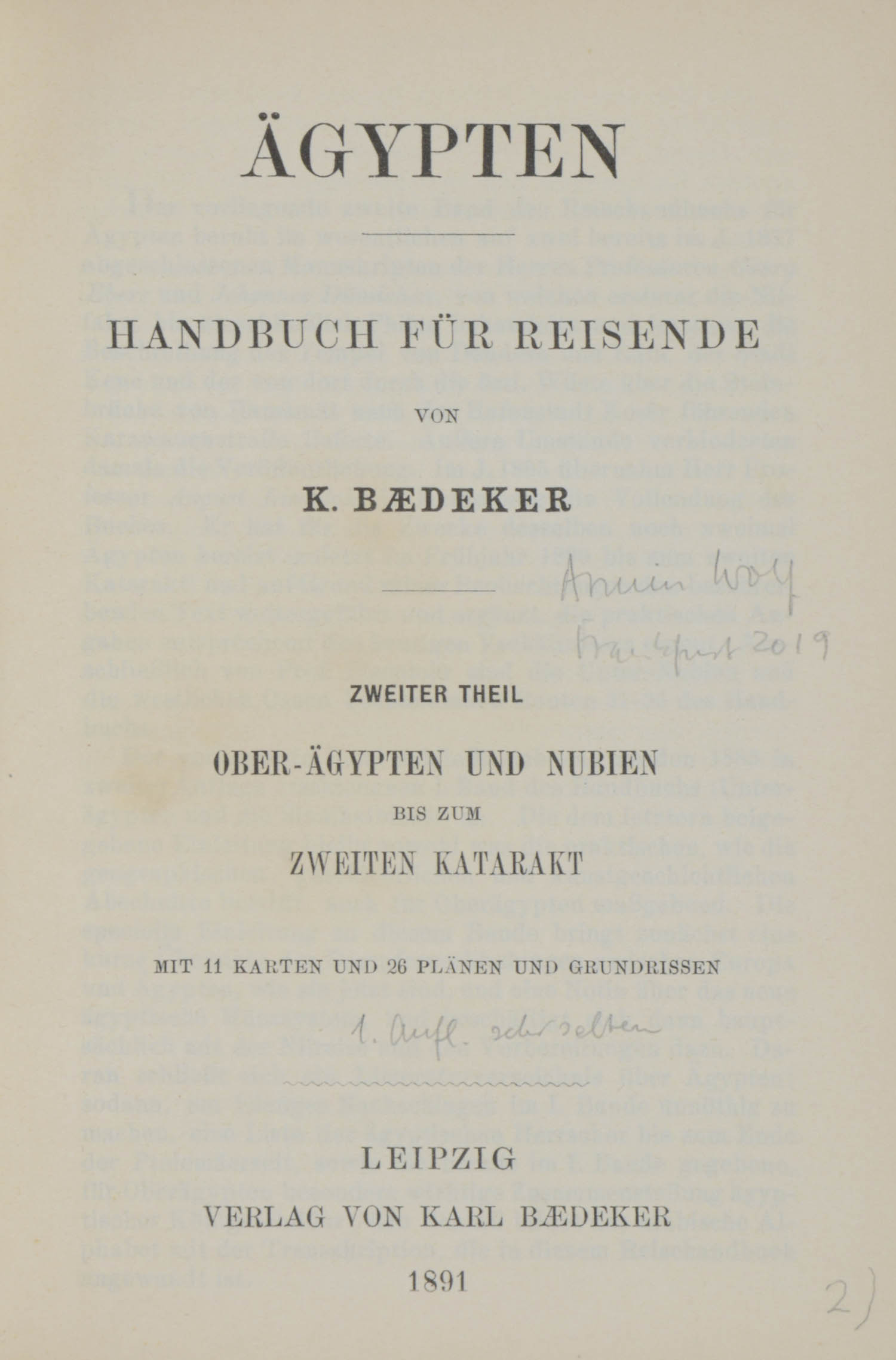 BAEDEKER, Karl. Ägypten. Handbuch für Reisende. Zweiter Theil: Ober-Ägypten und Nubien bis zum zweiten Katarakt. – Bild 3