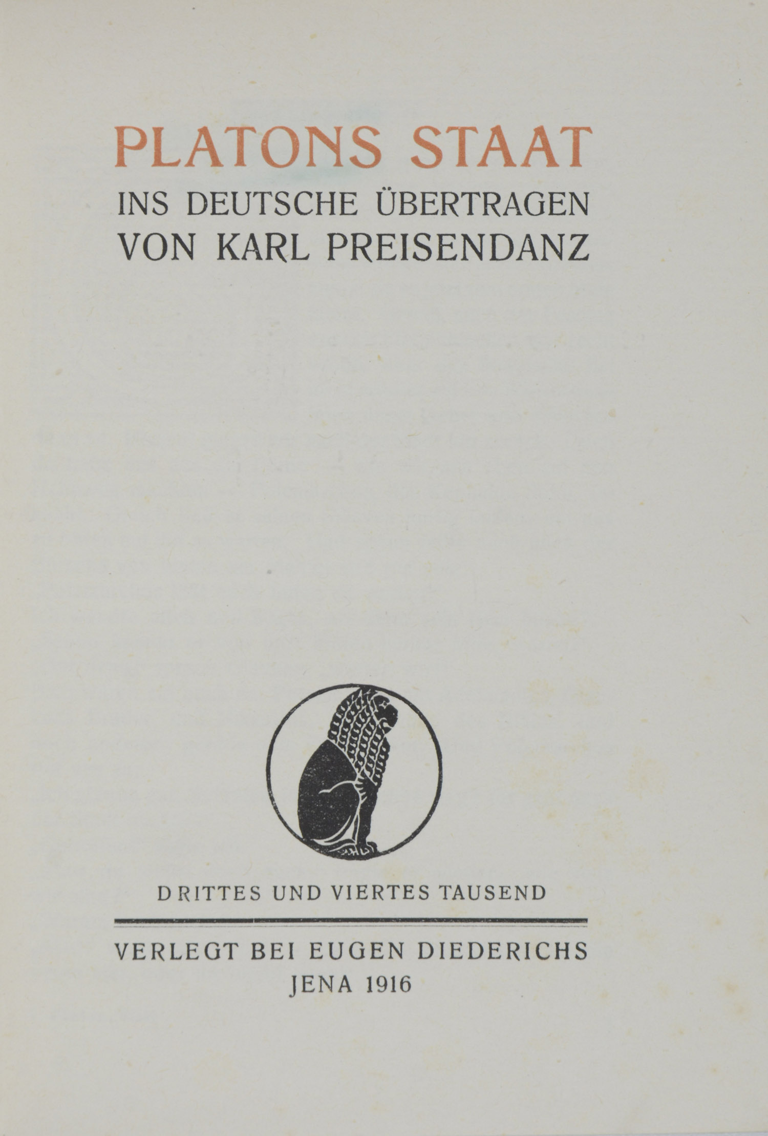 PLATON. (Der) Staat. <br />Ins Deutsche übertragen von Karl Preisendanz. – Bild 2