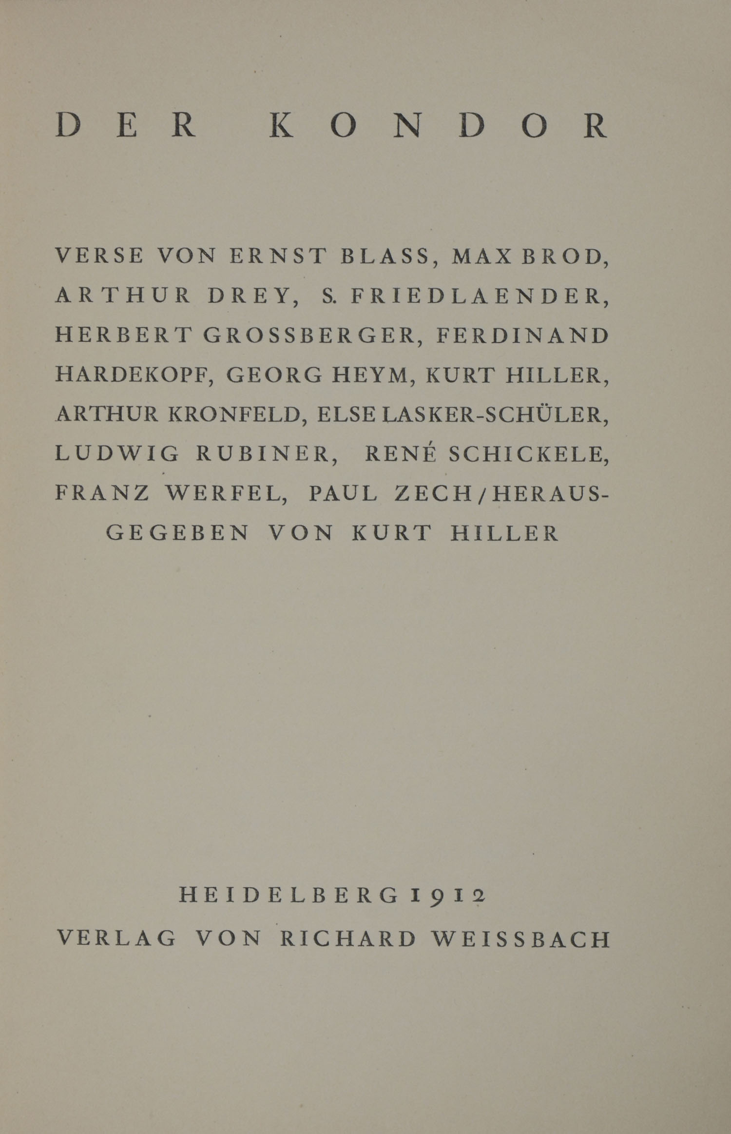 Kurt (Hrsg.). -Der Kondor.