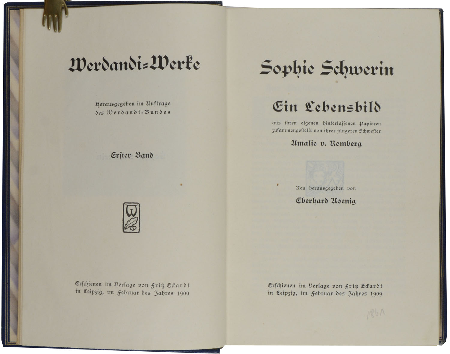 ROMBERG, Amalie v(on). Sophie Schwerin. <br />Ein Lebensbild aus ihren eigenen hinterlassenen Papieren zusammengestellt von ihrer jüngeren Schwester. Neu herausgegeben von Eberhard König. – Bild 3