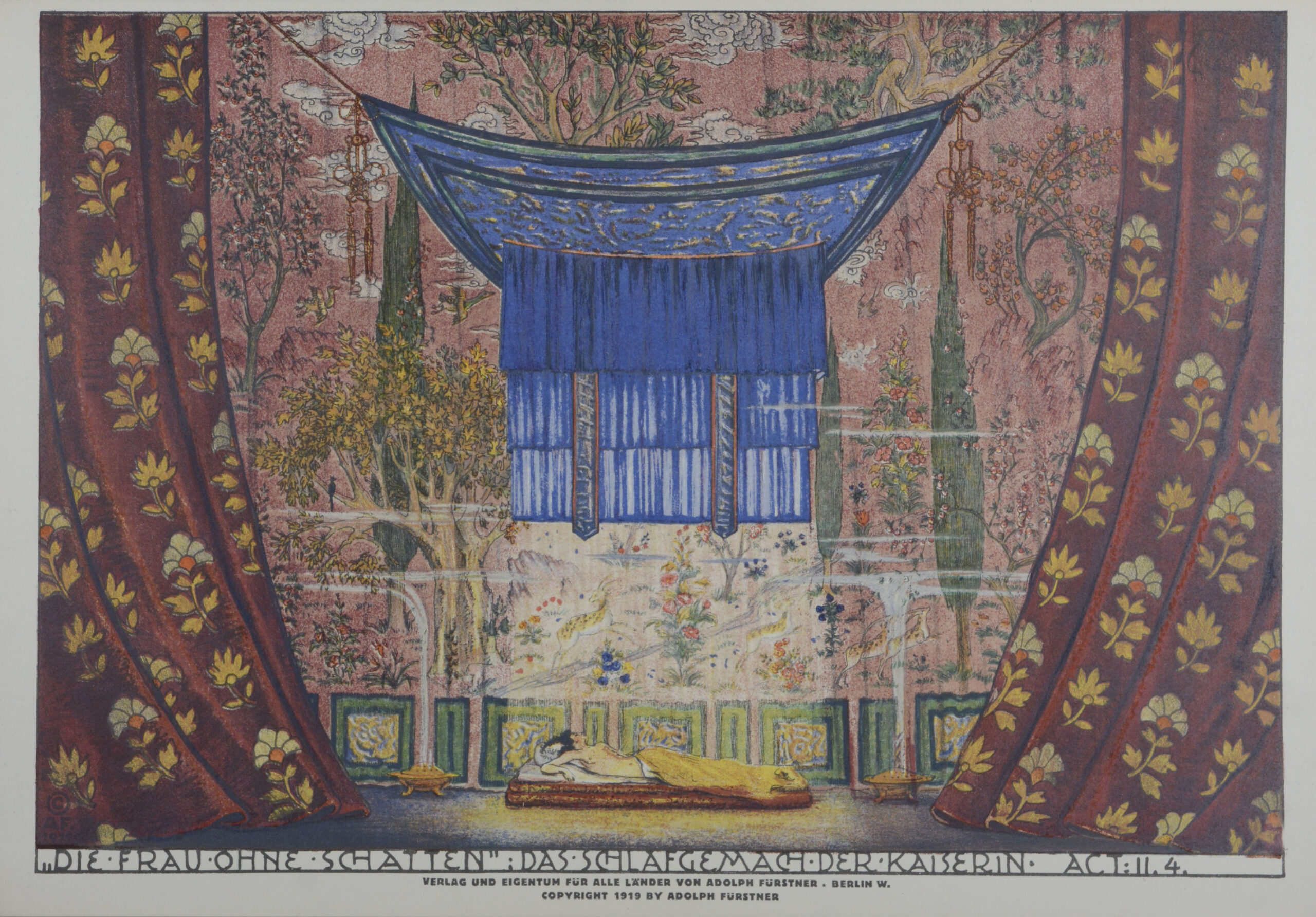 HOFMANNSTHAL, Hugo von. Die Frau ohne Schatten. <br />Oper in drei Akten. Musik von Richard Strauss. Skizzen für die Kostüme und Dekorationen von Alfred Roller. – Bild 5