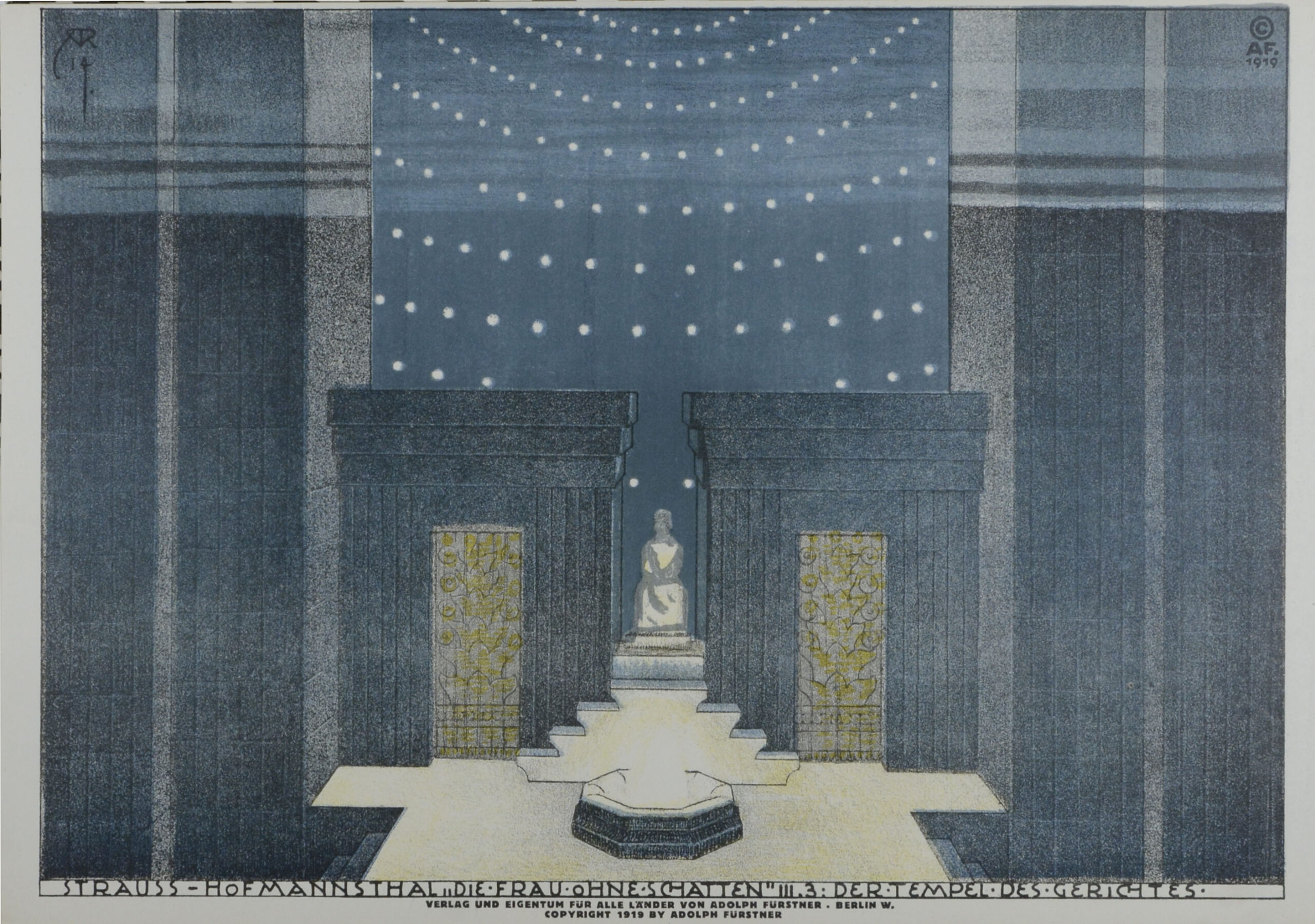 HOFMANNSTHAL, Hugo von. Die Frau ohne Schatten. <br />Oper in drei Akten. Musik von Richard Strauss. Skizzen für die Kostüme und Dekorationen von Alfred Roller. – Bild 6