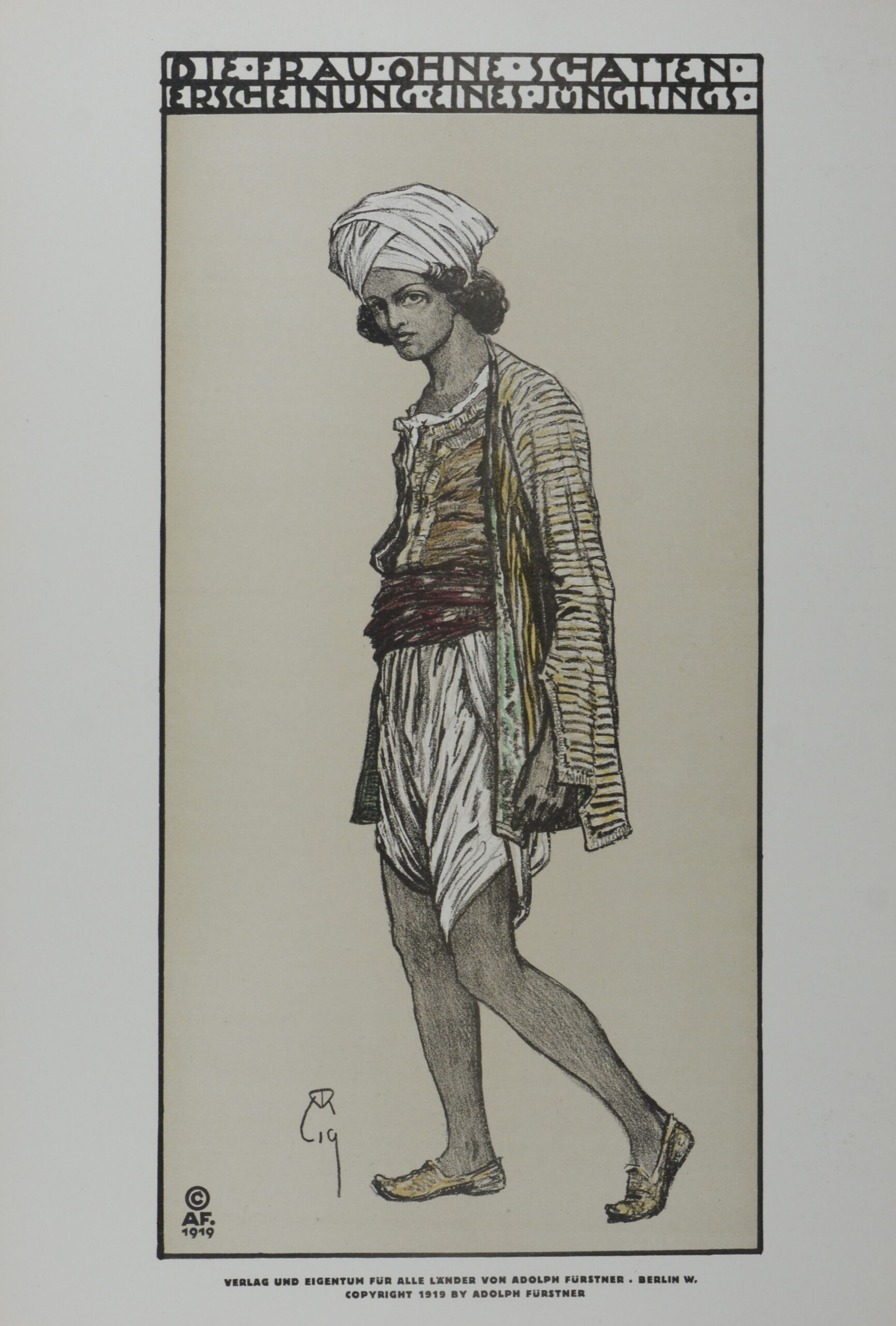 HOFMANNSTHAL, Hugo von. Die Frau ohne Schatten. <br />Oper in drei Akten. Musik von Richard Strauss. Skizzen für die Kostüme und Dekorationen von Alfred Roller. – Bild 7