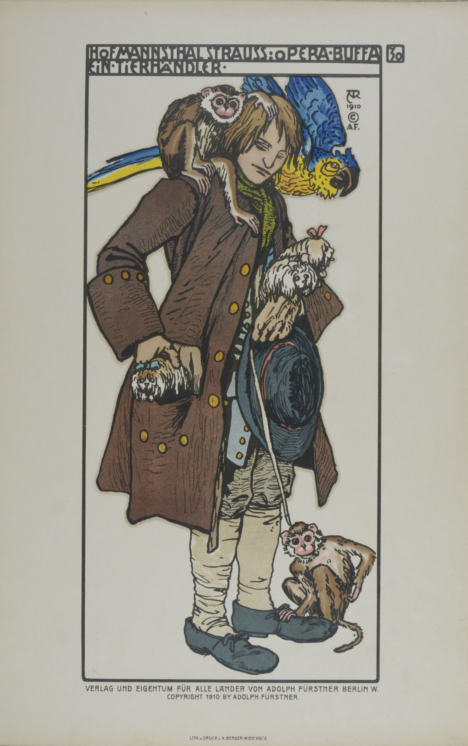 HOFMANNSTHAL, Hugo von. Der Rosenkavalier. <br />Komödie für Musik. Musik von Richard Strauss. Skizzen für die Kostüme und Dekorationen von Alfred Roller. – Bild 4
