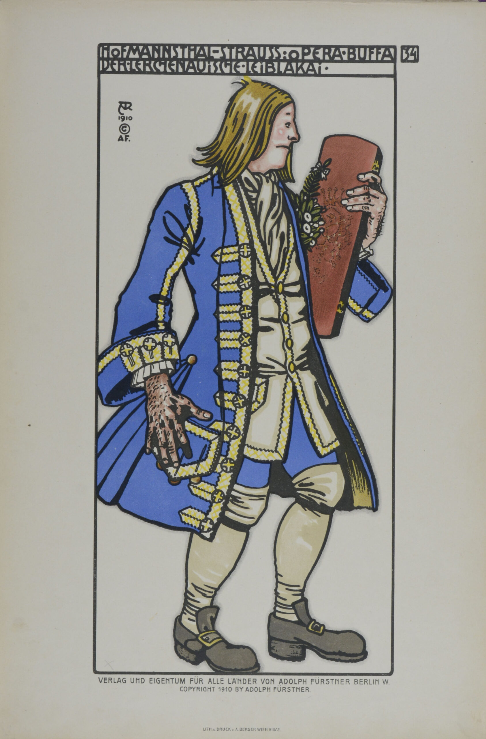 HOFMANNSTHAL, Hugo von. Der Rosenkavalier. <br />Komödie für Musik. Musik von Richard Strauss. Skizzen für die Kostüme und Dekorationen von Alfred Roller. – Bild 7